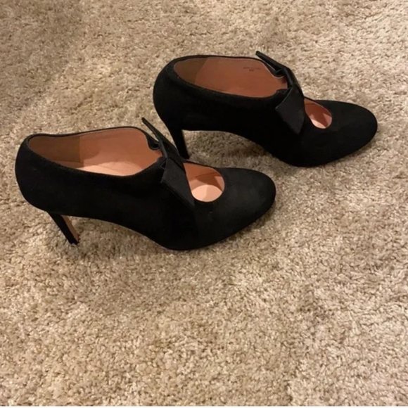 Kate Spade Bavila Black Suede Bow Heels shoes size 6 like new no tags - Picture 4 of 7